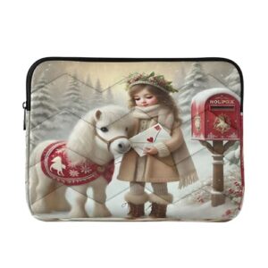 Joitme Winter Pony White Bolsas de trabalho femininas, capa protetora à prova de choque, bolsa feminina para laptop de 15,6 polegadas