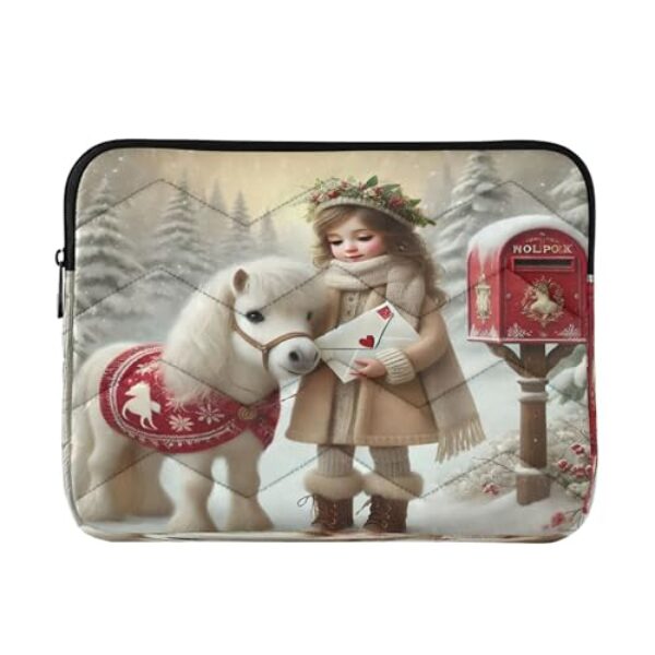 Joitme Winter Pony White Bolsas de trabalho femininas, capa protetora à prova de choque, bolsa feminina para laptop de 15,6 polegadas
