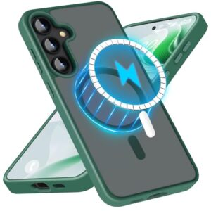 Joyinteng Capa de telefone para Samsung Galaxy A36 5G capa magnética mais forte atualizada para MagSafe, sem impressões digitais/arranhões translúcido PC traseiro TPU bumper capa fina resistente para