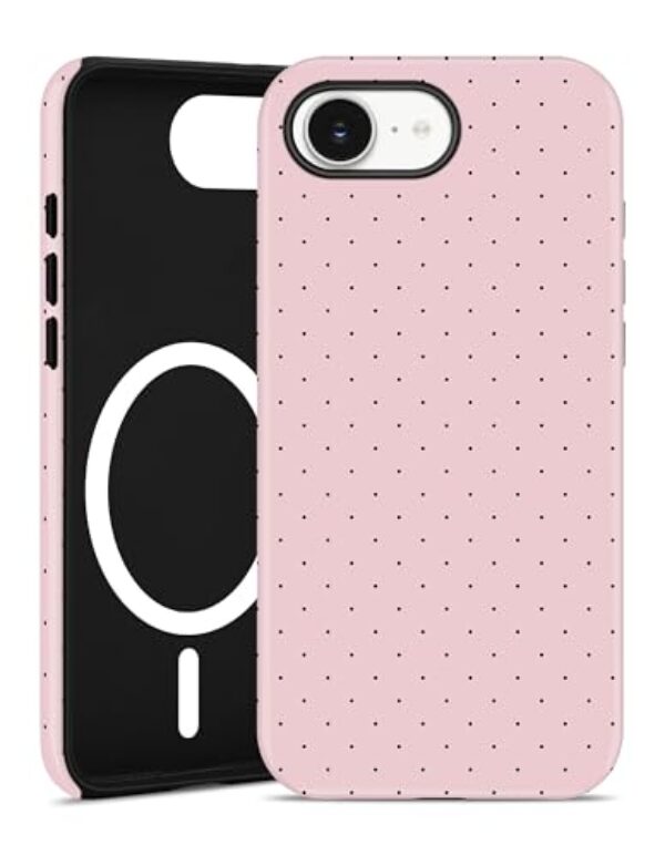 Jusy Compatível com MagSafe Capa de bolinhas para iPhone 16e, linda capa de telefone magnética de bolinhas estéticas, TPU macio e policarbonato rígido para mulheres e meninas (fosco) - Rosa
