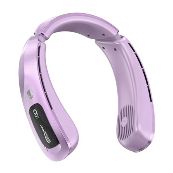 JZOOM Ventilador de pescoço, ventilador de pescoço portátil recarregável com 8 velocidades, fluxo de ar de resfriamento de 360° atualizado, bateria de 5500 mAh, design sem lâmina, ventilador