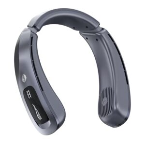 JZOOM Ventilador de pescoço, ventilador de pescoço portátil recarregável com 8 velocidades, fluxo de ar de resfriamento de 360° atualizado, bateria de 5500 mAh, design sem lâmina, ventilador