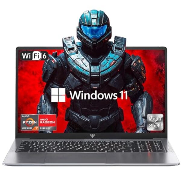 KAIGERR Laptop para jogos 2025, laptop de 15,6 polegadas com AMD Ryzen 7 5700U (8C/16T, até 4,3 GHz), 16 GB de RAM, SSD NVMe de 512 GB, laptop Windows 11, placa de vídeo Radeon RX Vega 8, WiFi 6