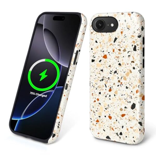 Kapadiy Capa magnética para iPhone 16e, design elegante moderno rosa mármore compatível com MagSafe Hybrid Dual Protection Silicone + capa protetora rígida à prova de choque antiarranhões para homens