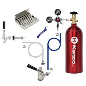 Kegco Kit de conversão Kegerator para montagem de porta de grau comercial | Tanque de CO2 de 2,3 kg | Bandeja coletora