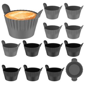 KHZSPP 12 peças de moldes de ovo de silicone para fritadeira a ar, copos de silicone de grau alimentício, 8,5 cm de liberação fácil, fritadeira a ar antiaderente, ramequins para assar bolos, lavável