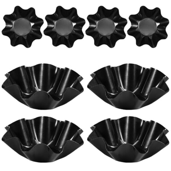 KHZSPP Conjunto de 8 formas de tortilha, 10,4 x 4,3 x 3 cm, antiaderente, aço carbono, taco, saladas, formas de concha, forma de flor para assar em casa, saladas, fácil de usar