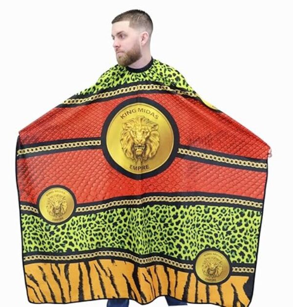 King Midas Empire Capa de barbeiro profissional de barbeiro para homens capa de corte de cabelo de salão (fecho elástico no pescoço)