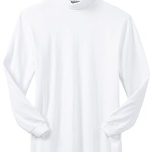 KingSize Camiseta masculina de manga comprida com gola rolê grande e alta, Branco, 3X-Large Big Tall