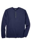 KingSize Camiseta masculina Henley térmica de malha waffle grande e alta, Azul-marinho (2913), G
