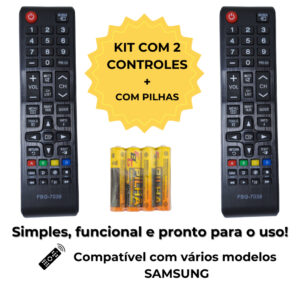 KIT 02 Controle Genérico Para TV SAMSUNG Compatível Com Smart 4K LED LCD 24 32 40 43 50 55 65 Polegadas
