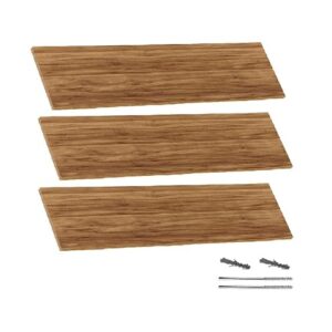 Kit 03 Prateleiras em Mdf 15mm Branco 15x60cm com suporte fixação (MADEIRADO RÚSTICO)