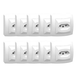 Kit 10 Tomadas Legrand 2P+T 20A Sistema X Módulos Elétricos Brancos para Alta Potência 675061