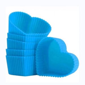 Kit 12 Formas Coração 7x4.5x3.5cm Silicone Mini Bolos Cupcake Pudim Gelatina Multicolorido Utensilio De Cozinha Multiuso(1 EMBALAGEM (12 UNI))