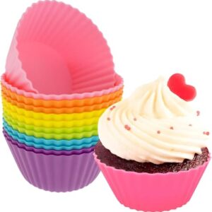 Kit 12 Formas de Silicone para Cupcake, Forminha para Air Fryer, Assadeira, Muffin, Bolinho, Resistente a Temperatura, Forminhas – Qualidade Premium, Cores Variadas
