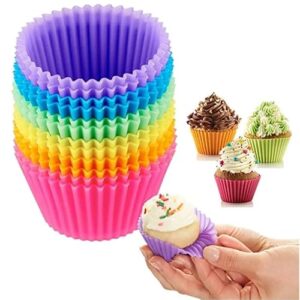 Kit 24 Formas de Silicone Premium para Cupcake e Muffin, Multicores, Resistente até 230°C, Antiaderente, 7x3x4cm, Seguro para Forno, Micro-ondas e Freezer