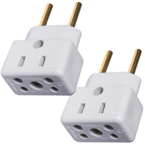 KIT 2 Adaptadores de Tomada Universal Benjamin "Bob Esponja" | Conversor Duplo 3 para 2 Pinos | 10A e 20A (Pino Grosso) | Bivolt NBR 14136