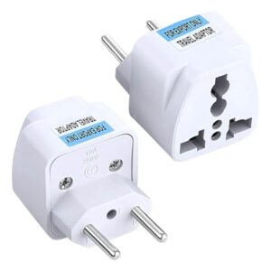 Kit 2 Adaptadores de Tomada Universal Europa/UK para Brasil 10A 250V Bivolt (110V/220V), Plug Conversor de Padrão Elétrico Tipo N, Ideal para Viagens, Carregadores, Eletroportáteis e Eletrônicos