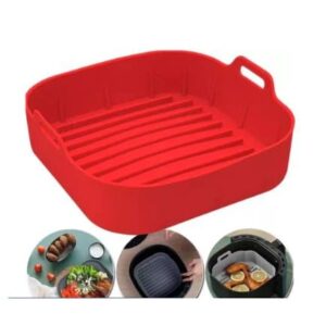 Kit 2 Forma de Silicone Air Fryer Grande 20CM Assadeira Fritadeira Quadrada