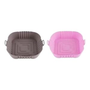 Kit 2 Formas de Silicone Quadrada para Air Fryer, Antiaderente 19x19x5 cm - Forma Cesta Reutilizável de Fritadeira, Forro Assadeira (Cor Sortida) - Premium