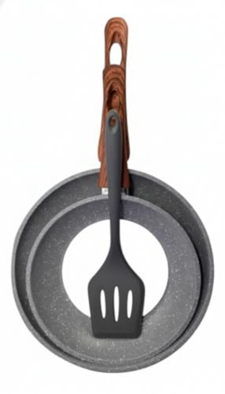 Kit 2 Frigideiras Antiaderentes com Espátula – Antiaderente de Alta Resistência, Cabos Ergonômicos e Compatível com Fogões Gás, Elétrico e Indução – Cinza