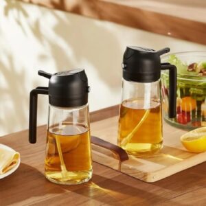 Kit 2 Porta Azeite Vinagre Óleos Spray2x1 Borrifador Cozinha 500ml Preto