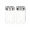 Kit 2 Potes de Vidro 1200ml com Tampa Inox Rosca Hermética – Armazenamento Moderno e Sofisticado