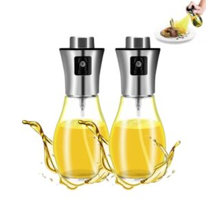 Kit 2 Spray Pulverizador de Azeite e Vinagre 200ml em Vidro e Aço Inox – Spray de Óleo para Cozinha, Saladas, Air Fryer e Churrasco