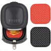 KIT 2 Tapete Protetor de Silicone para Air Fryer - Proteção e Facilidade na Limpeza - Quadrado - Lavável - Reutilizável (Preto e Vermelho)
