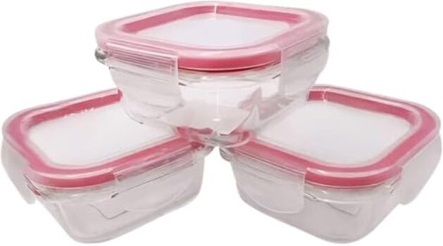 Kit 3 Potes Herméticos de Vidro 170ml | Tampa Plástica com Vedação de Borracha, Reutilizáveis e Ideais para Marmitas, Snacks e Temperos