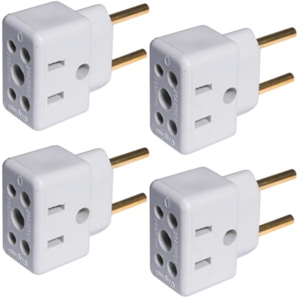 Kit 4 Adaptadores de Tomada "Bob Esponja" Reforçados | 20A e 10A | Uso 127V/220V | Certificado NBR 14136 | Pino Terra
