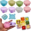 Kit 4 Mini Potes Plásticos Coloridos 50 ml com Tampa Hermética e Trava Fácil Ideais para Temperos Lanches Papinhas Frutas Molhos e Organização da Geladeira ou Lancheiras
