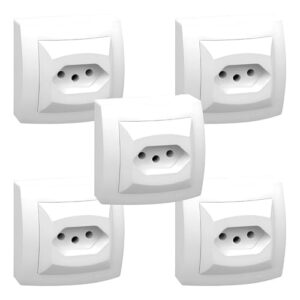 Kit 5 Tomadas Legrand 2P+T 20A Sistema X Módulos Elétricos Brancos para Alta Potência 675061