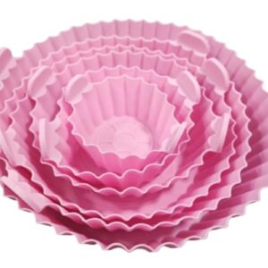 Kit 6 Formas Airfryer Tamanhos Variados Silicone Antiaderente Microondas Lavável Com Alça(ROSA)