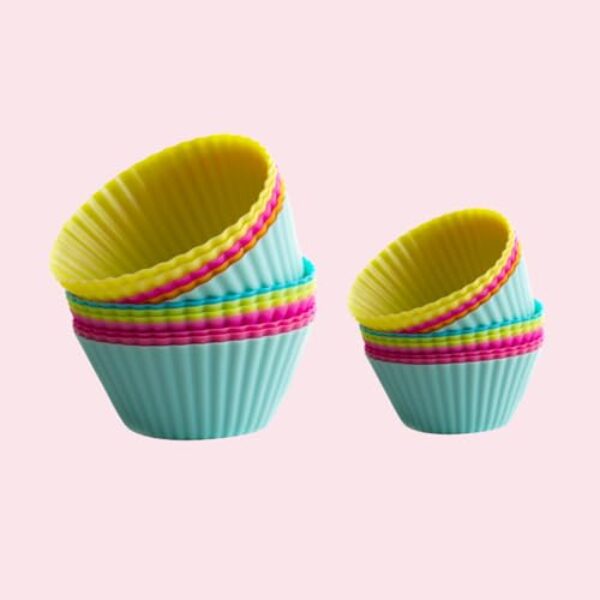 Kit 6 Formas de Silicone Grande Premium para Cupcake, Muffin e Sobremesa, Coloridas, Antiaderente, 9cm x 6cm, Reutilizável, Compatível com Forno, Air Fryer, Micro-ondas e Congelador