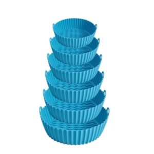 Kit 6 Formas de Silicone p/Air Fryer – Antiaderente, Reutilizável, Alta Resistência e Fácil Limpeza - Air Fryer, micro-ondas ou forno. (Cores sortidas)
