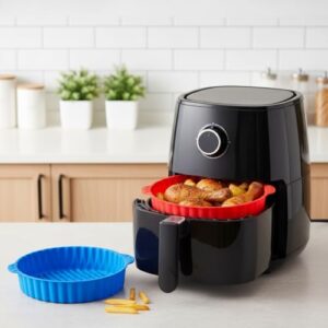 Kit 6 Formas de Silicone Premium para Air Fryer com Alças | Antiaderente, Reutilizável e Versátil para Forno, Micro-ondas | Cozinha Mais Saudável e Limpa
