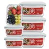 Kit 6 Potes Herméticos de Vidro, Marmita 640ml, Resistente, Tampa com Travas e Anel de Silicone, para Forno, Micro-ondas, Air Fryer e Freezer