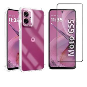Kit Capa Anti Impacto + Película Vidro 3D 9D Protetora P/Motorola Modelos Todos (Moto G55)