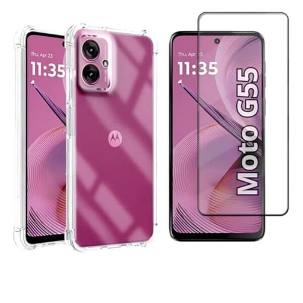 Kit Capa Anti Impacto + Película Vidro 3D 9D Protetora P/Motorola Modelos Todos (Moto G55)