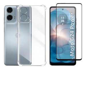 Kit Capa Anti Impacto + Película Vidro 3D 9D Protetora P/Motorola Modelos Todos (Moto G24 Power)