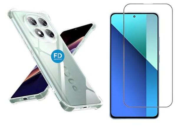 Kit Capa Capinha Anti-Impacto Premium Transparente + Película de Cerâmica 9D para Xiaomi Poco X7 - FD Acessórios