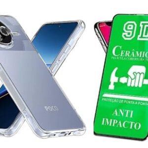 Kit Capa Capinha Anti Impacto + Película Ceramica 9D Para Xiaomi Poco F7 Pro