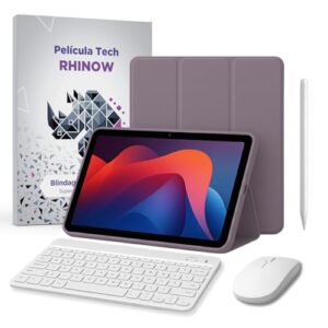 Kit Capa Slim para Xiaomi Redmi Pad 2: Película de vidro + Caneta Precision + Teclado e Mouse (Rhinow) (Lavanda)