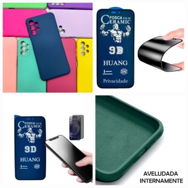 Kit Capinha do Samsung Galaxy A23 4G / A23 5G + película Privacidade cerâmica
