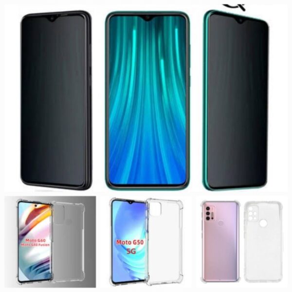 kit capinha + Pelicula Privacidade para Moto G10/G20/G30/G40 Fusion/G50/G60/G100/G50 G50 5G/G60S/G200