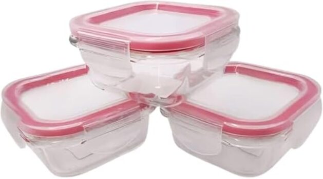 Kit com 3 Potes Herméticos de Vidro 170ml – Tampa de Plástico com Vedação de Borracha | Resistentes, Reutilizáveis e Ideais para Marmitas, Snacks e Temperos