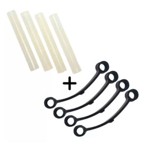 Kit com 4 Tirantes na cor Preta E 4 Roletes para Lava Roupas Brastemp E Consul