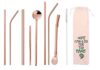 Kit Completo 10 em 1 – Canudos de Inox Reutilizáveis com Escova, Estojo e Modelos Variados | Perfeito para Smoothies, Sucos e Drinks (Rosegold)
