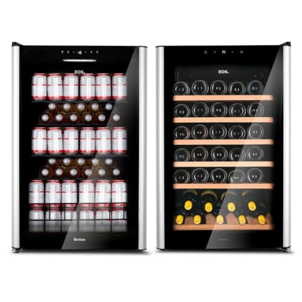 Kit Eos Beer & Wine: Cervejeira Eos Bierhaus 115 Litros Frost Free com Compressor Ece131 110v + Adega Climatizada 49 Garrafas Eac49e 110v